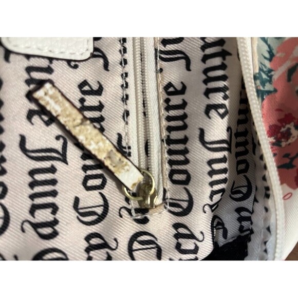 Juicy Couture White w/Pink Floral Fabric w/ Leather Trim 11" Backpack Handbag* - Picture 10 of 10